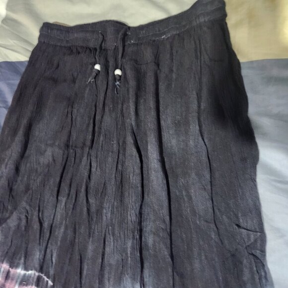 Papa Vancouver Pants Boho Wide Leg Crinkle Fabric Rayon Made in India - Picture 6 of 10